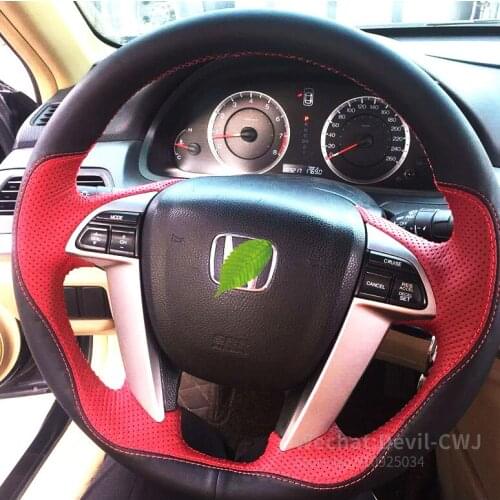 For Honda 8th Generation Accord 2008-2012 Hand-stitched Steering Wheel Cover Advanced Leather Grip Cover Auto Accessories