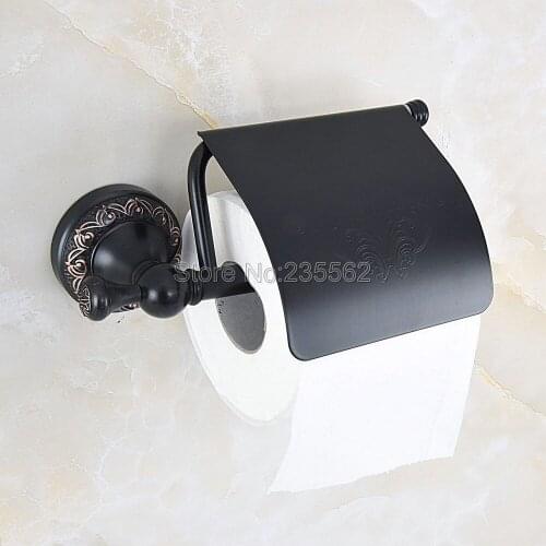 Paper Holders Solid Brass Black Oil Rubbed Bronze Roll Holder Toilet Paper Holder Tissue Holder Restroom Bathroom Accessories