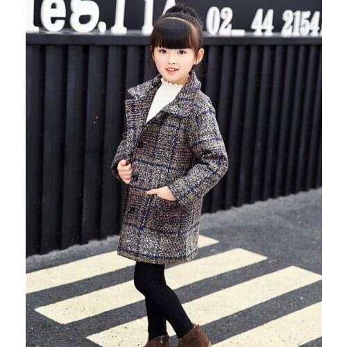 Childrens clothes boys and girls woolen windbreaker autumn and winter coat