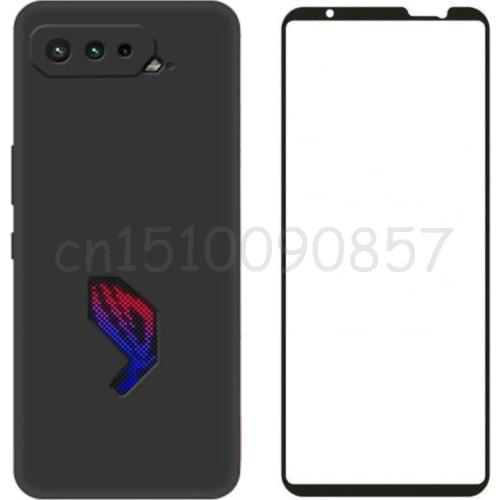 For Asus ROG Phone 5 I005DA I005DB ZS673KS Black Soft TPU with Full Tempered Glass For ASUS ZS600KL ZS 600KL Z01QD ROG 2