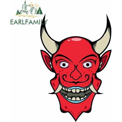 EARLFAMILY 13cm x 8.9cm for Monster with Horns Cartoon Funny Car Stickers RV VAN 3D DIY Fine Decal Vinyl JDM Bumper Graphics