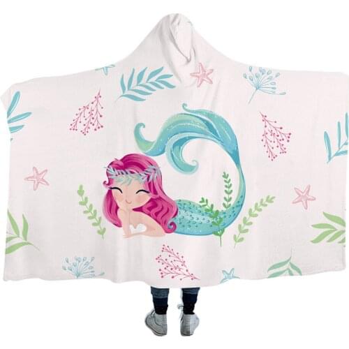 Europe and America Deep Sea Mermaid Hooded Blanket Cloak Wearing a Hood Blanket Cloak Thicken Sofa Bed blankets for beds