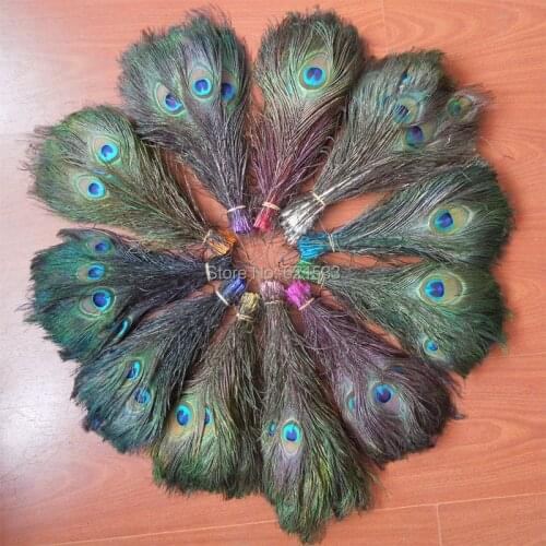 Hot Sale!50Pcs/Lot 10-12inches 25-30cm long Natural Peacock Tail Feathers,Dyeing Peacock Tail Feathers 11Colours Available