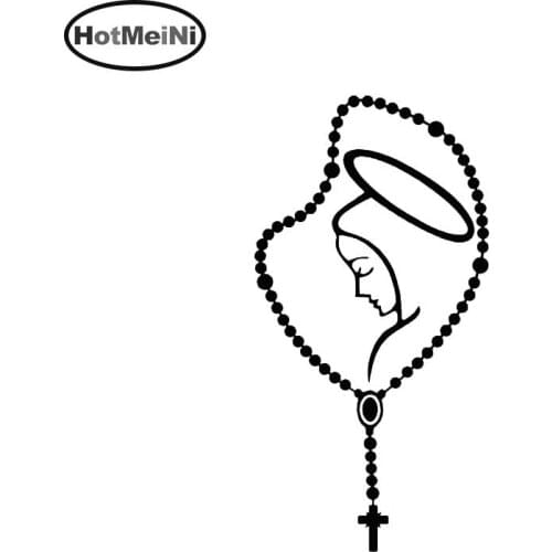 HotMeiNi 8cm*15cm ROSARY MARY Spiritual Religious car window car body Car Sticker Oem cartoon vinyl Decal Black/Sliver