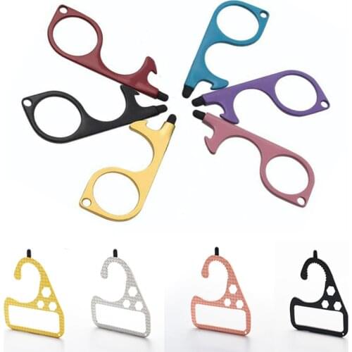 Exquisite gift Carry-on No contact Open the Door Elevator Button Key Chain Multi-Color Zinc Alloy Bottle Opener