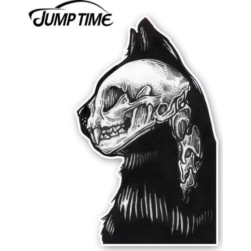 JumpTime 13cm x 8.05cm Cat Skull Head JDM Creative Car Stickers Decal Motorcycle Window Body Bumper Decal Vinyl Car Accessories