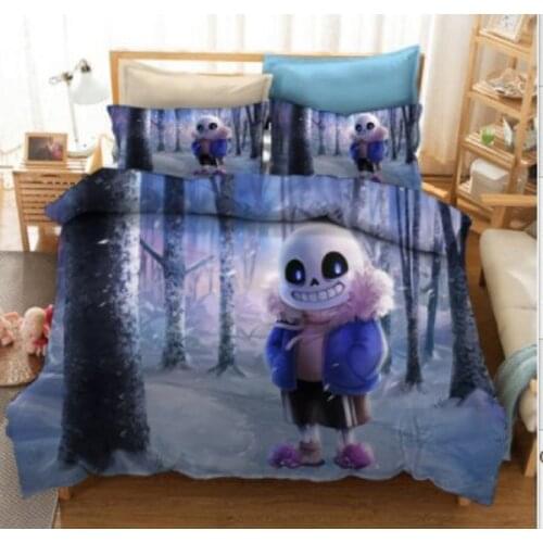 Game Undertale Sans 3D Printed Bedding Set Duvet Cover KING Queen Full Twin Size for Kids Boy Girls Bedroom Decor