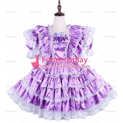 Lockable Sissy maid Satin dress Uniform cosplay costume Tailor-made[G1570]