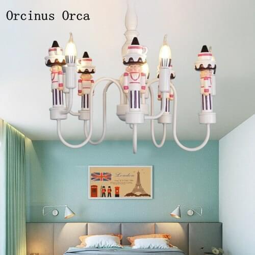 Cartoon Creative Nutcracker Chandelier Boys and Girls Bedroom Childrens Room Lamp New American LED Doll Chandelier