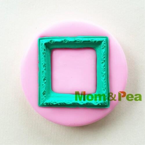 Mom&Pea 0997 Free Shipping Square Shaped Frame Silicone Mold Cake Decoration Fondant Cake 3D Mold Food Grade