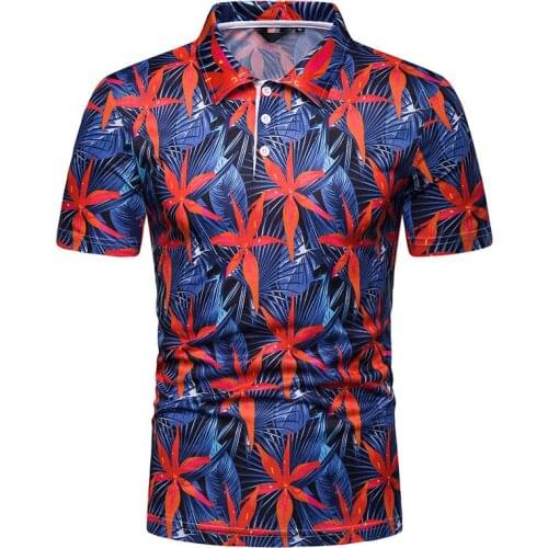 Men polo shirt Summer Beach Hawaiian Printed short sleeve POLO fashion slim fit mens clothes Casual Holiday Vacation polos
