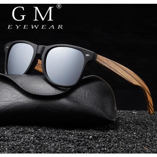 GM Polarized Sunglasses Women Men Layered Wooden Sunglasses Square Style Glasses for Ladies Eyewear In Leather Box 7065