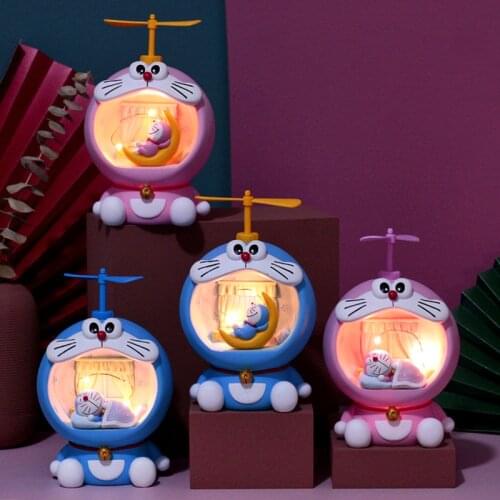 Cute Cartoon Doraemon Night Light Japan Anime Bedroom Lights For Children Bedside lamp Birthday Gift Resin Ornaments Room Decor