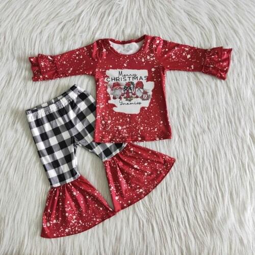 2020 New Style Baby Toddler Girls Clothing-Sets Long Sleeves Bell Bottoms winter Boutique Kids Clothing Christmas Outfits