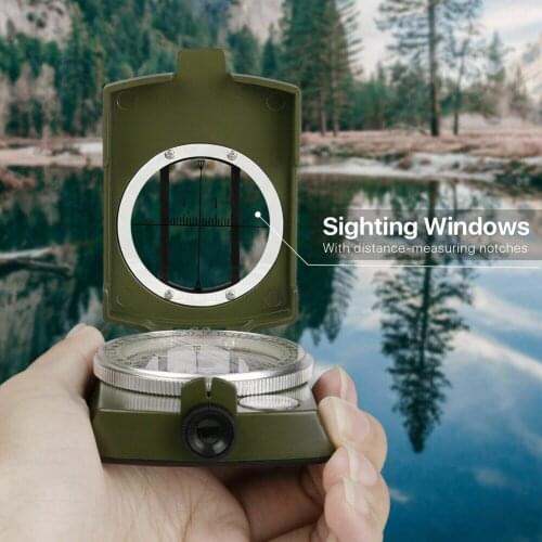 Newly Professional Pocket Metal Sighting Compass Clinometer Hiking Camping Outdoor