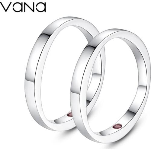 VANA Inside Heart Couple Rings 925 Sterling Silver Rings Engagement Rings for Lovers