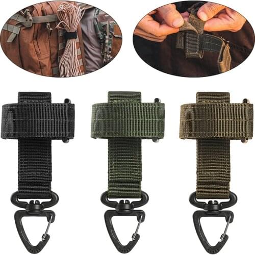 Durable Molle Glove Holder Strap Grabber Adjustable Belt Rope Hanger Hanging Rotatable Swivel Hook Belt Molle Strap Webbing
