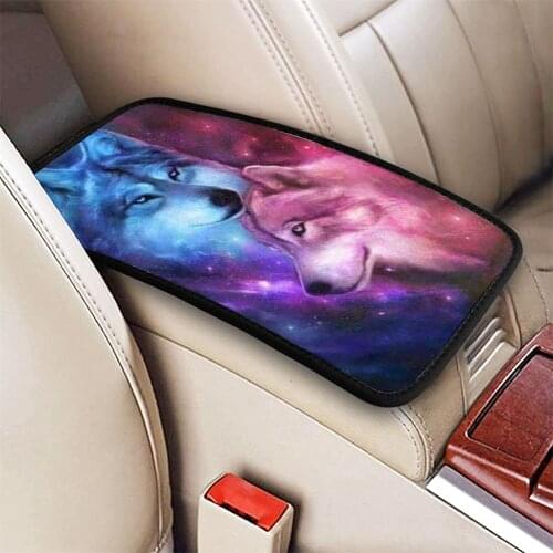 Colorful Wolf Car Armrest Cover Universal Fit Auto Center Console Pad Car Accessories For Passat B8 B5 B7 Bmw F10 G30 E46 VW