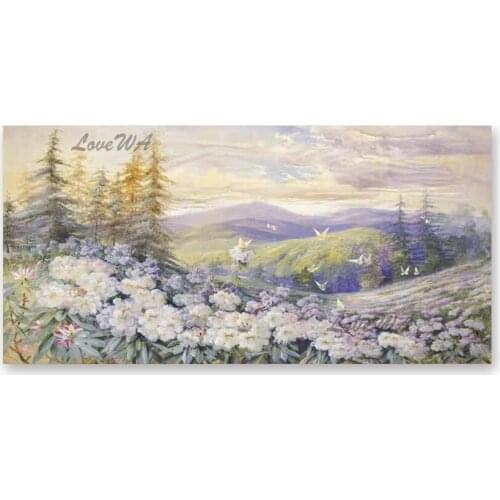 Modern Wall Decor Panel Canvas Art Outdoor Landscape Oil Painting Hand-painted Abstract Flowers Painting Wall Art Unframed Piece