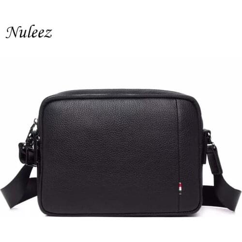 Nuleez Cross Body Bag Men Leather Cow Skin Selected High Quality Italy Fashion Style Flap Bag men