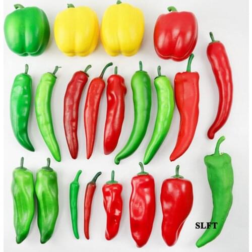 Green grocery Kitchen store shop decoration fake artificial Vegetables Simulation red green cayenne hot pepper capsicum model
