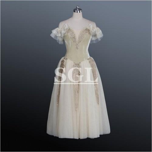 Girls Velour Ballet Tutu Long Skirts Adult Beige Chiffon Skirt Dance Costumes Fow Fairy Wear Adult Romantic Tutu For Show AT1175