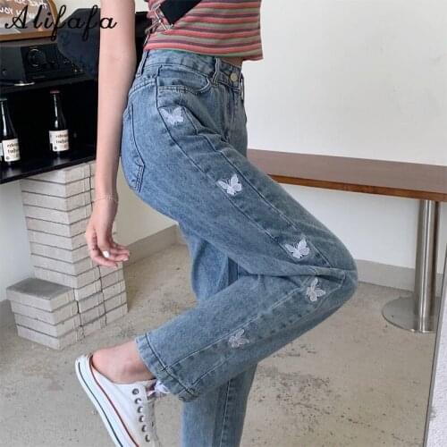 Woman Jeans High Waist Clothes Wide Leg Denim Clothing Blue Streetwear Fashion Harajuku Straight Pants