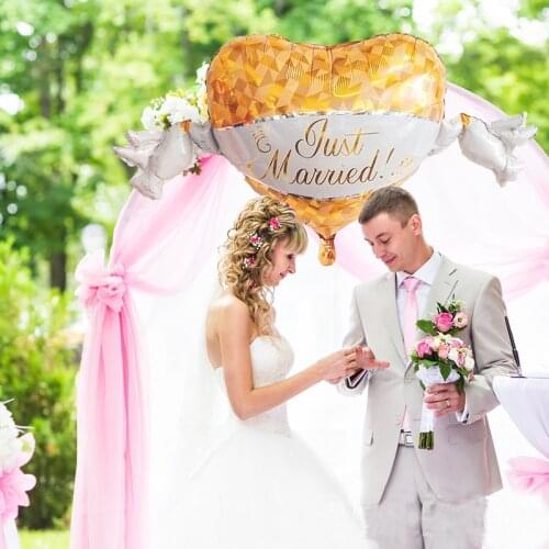 1pcs Wedding Decoration Balloon Giant Just Married Foil Helium Balloon Marriage Party Decor Diamond Ring Wedding Party Supplies