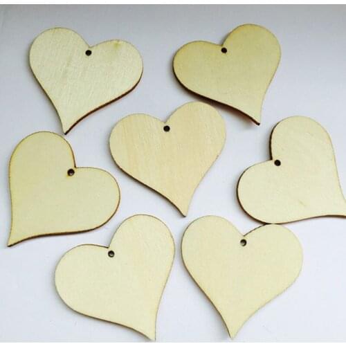 100pc DIY Wood Tag Heart Rustic Wedding Favors Gift Wood Heart Wedding Centerpieces Bridal Shower Wish Tree Decoration Blank
