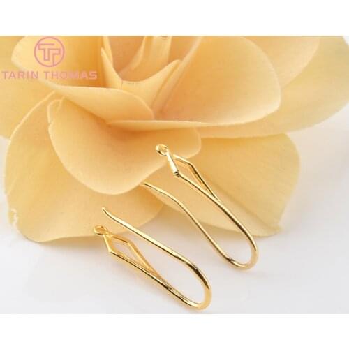 12PCS Height 25MM 24K Gold Color Plated Brass Rhombus Pattern Earring Hooks Jewelry Findings Earrings Accessories