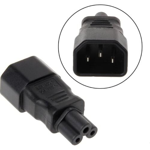 20CE IEC 320 C14 3-Pin Male To C5 3-Pin Female Straight Power Plug Converter Adapter