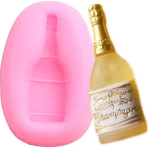 3D Champaign Bottle Silicone Mold DIY Wedding Cupcake Topper Fondant Cake Decorating Tools Candy Clay Chocolate Gumpaste Moulds