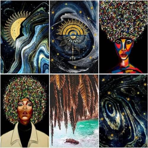 CHENISTORY Acrylic Frame Diy Painting By Numbers Kits Abstract Sky Picture Wall Art Handpainted Oil Painting For Home Decors Art