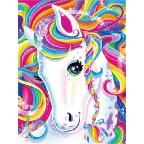 Diamond Painting Embroidery Colorful Unicorn Pictures 5D Cross Stitch Rhinestones Children Gifts Home Decoration XN1384