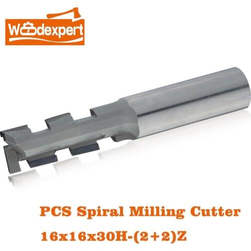 16 x 16 x 30H - (2+2)Z Diamond CNC Router Bits PCD 2 Flute Spiral Milling Cutter for Woodworking Wood Carving MDF Plywood