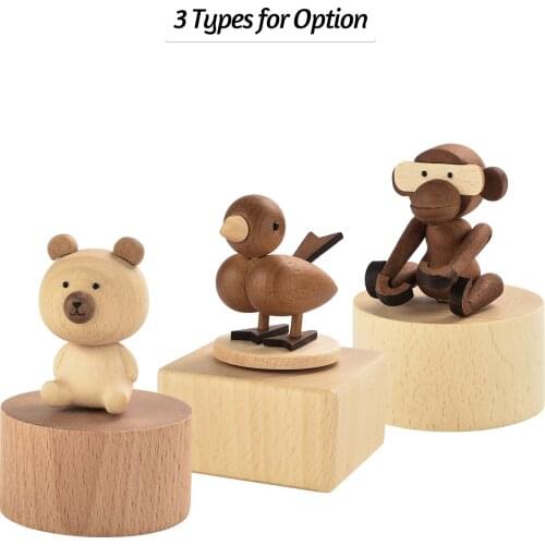 Ammoon Wooden Music Box with Cute Figurine Home Decor Crafts Musical Gift for Birthday Christmas Valentines Day