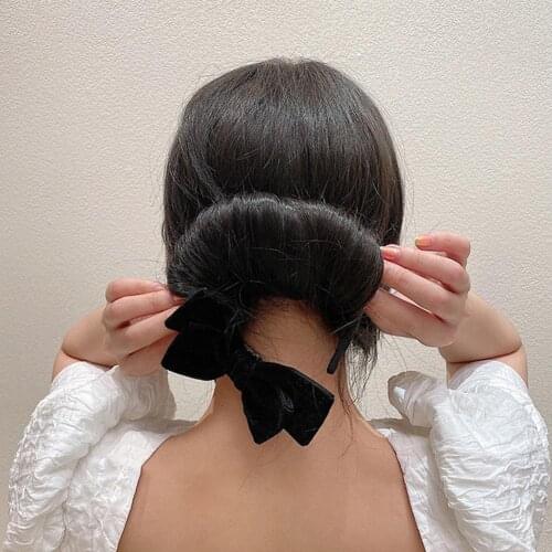 Bow Hair Reel Color Bowknot Hair Curls Headbands Lazy Curler Fashion Hair Accessories Women Retro Velvet Hairpin G7D4