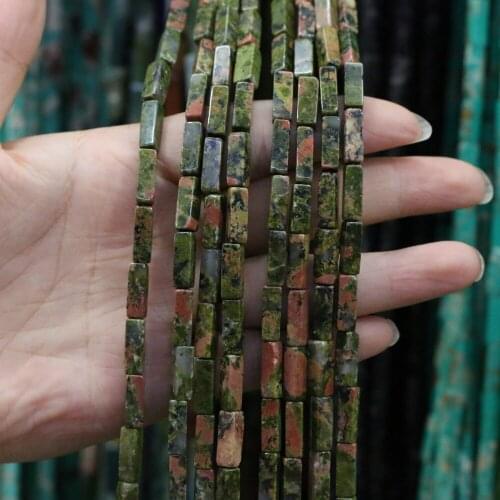 Natural Stone Rectangular Scattered bead agates Unakite string Beads for Jewelry Making DIY Necklace Bracelet Accessories 4x13mm