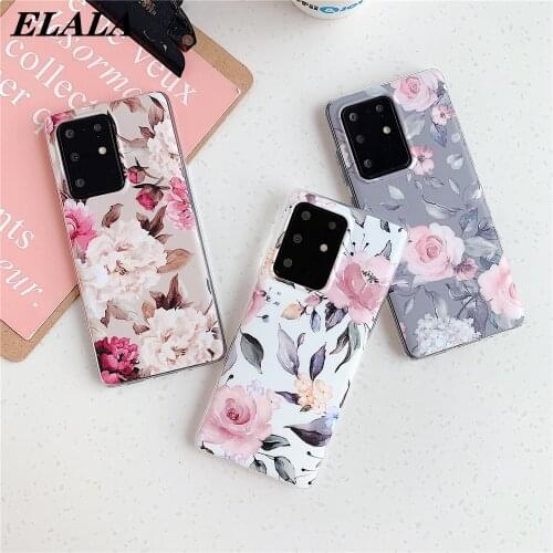 Flowers Phone Case Cover for Samsung Galaxy S21 Ultra A32 A42 5G A12 A72 A52 Soft IMD Matte Shockproof Protection Funda Coque