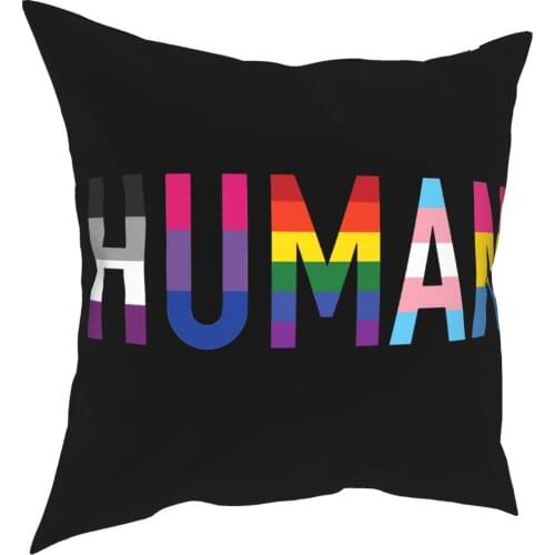 Human LGBT Square Pillow Case Decorative Pillow Gay Pride Bisexual Lesbian Rainbow Harajuku Awesome Pillowcase