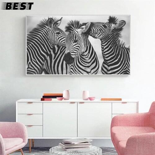 Black and White 3 Zebra Picture Home Sweet Decor Nordic Canvas Painting Wall Art Print Lovely Animal Poster for Nordic Bedroom