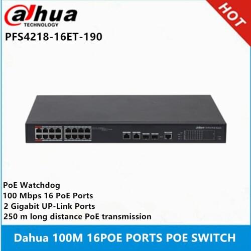 16 Gigabit POE ports +2 Gigabit UP-Link Port PoE Network Switch Hub Power Over Ethernet PoE power For IP Camera System