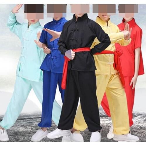 UNISEX 6color Kids kung fu suits tai chi clothing sets children martial arts uniforms Blue/yellow/red/blue/black/pink