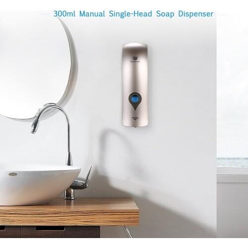 Soap Dispenser 300ml Single-Head Manual Bathroom Shower Gel Liquid Shampoo 3 Color No Drilling Wall Mounted