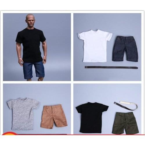ESTARTEK 1/6TH Scale Mens T-shirt Jeans Army Pants with Belt Partial Easing Casual Suit for 12" Collectible Action Figure DIY