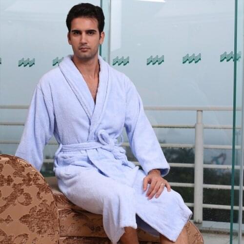 Winter Men Bathrobe 100% Cotton Towel Fleece Mens Robe Long Thick Soft Winter Nightgown Ladies Nightdress Home Hotel Autumn