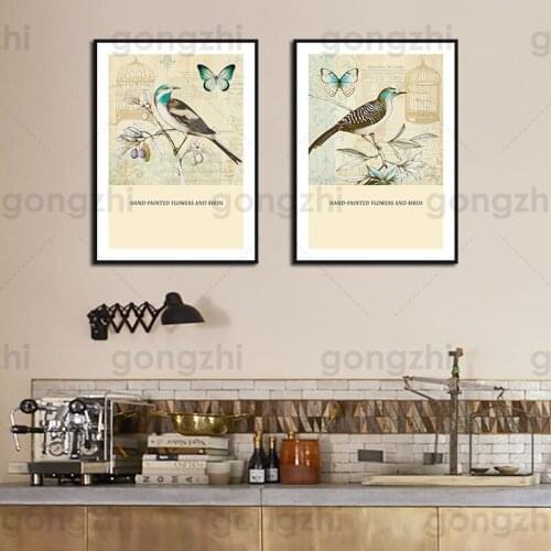 Little Sparrow On Cyan Branch Abstract Art Canvas Painting Living Room Bedroom Cafe Internet Nordic Style Wall Art Picture