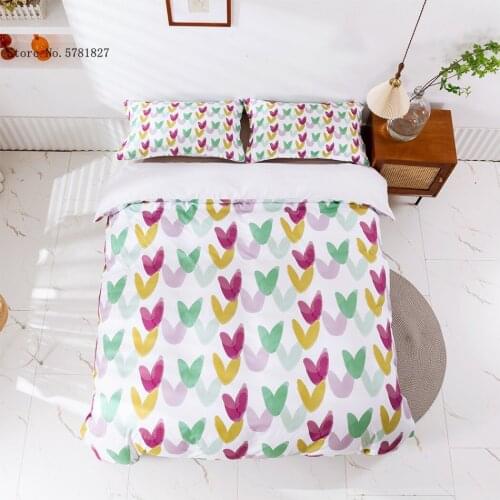 2/3 Pieces Colorful Love Bedding Set 3D Print Beautiful Kawaii Duvet Cover For Bedroom Bed Quilt Cover Home Textile Bedclothes