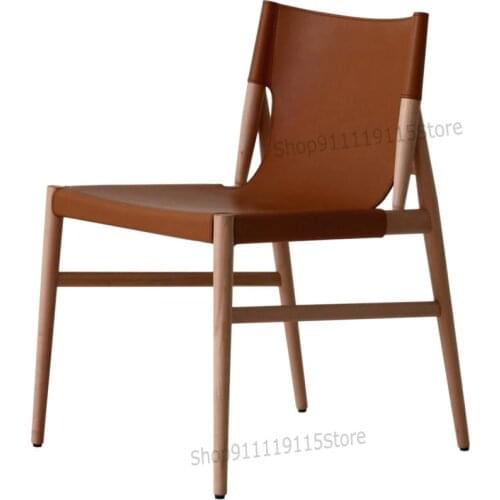 Saddle Leather Chair Leisure Fashion Designer Voyage Chair Sales Department Talks About Solid Wood Dining Chair