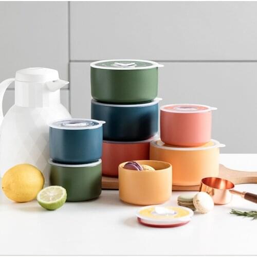 Microwave and Dishwasher Safe Lunch Box Portable Ceramic Sealed Bowl Dinnerware Set